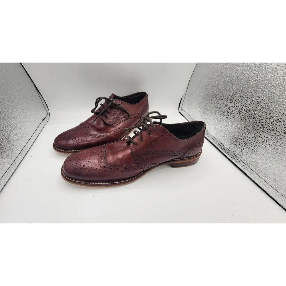 Joseph Abboud Mens Burgundy Leather Wingtip Oxford Dress Shoes Size 9 40G4R00003
